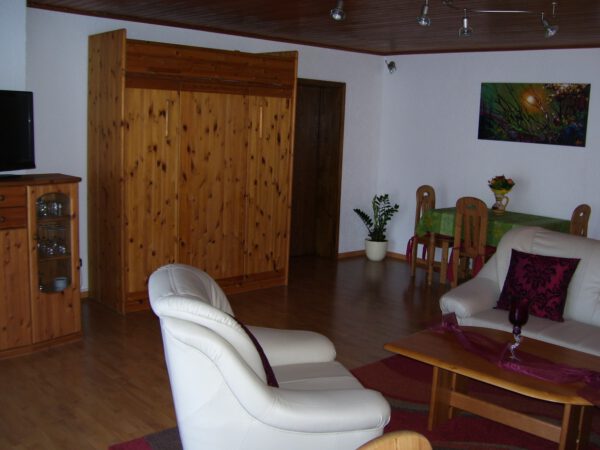Wohnzimmer mit Schrankbett / Livingroom with Murphy bed